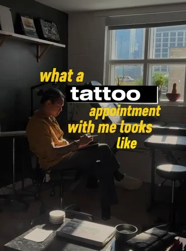 Brian Lai drawing in the Khroma Tattoo studio, Austin Texas